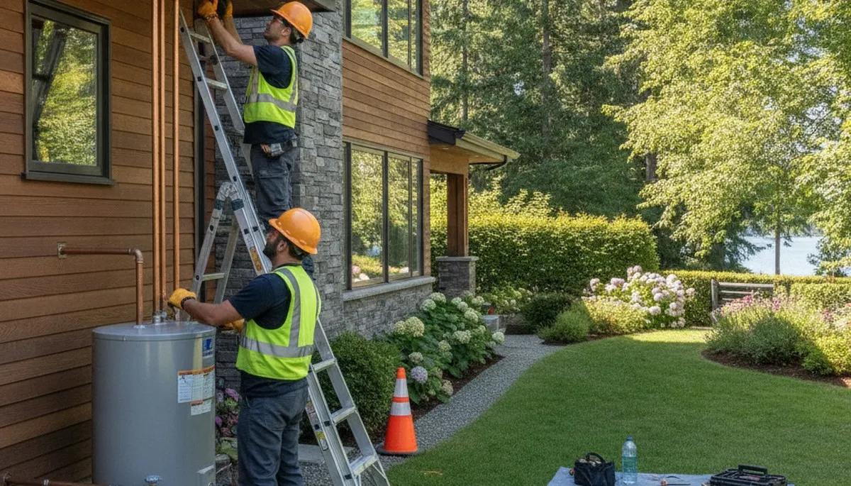 Plumber repairing plumbing system in Redmond, WA for a local plumbing service