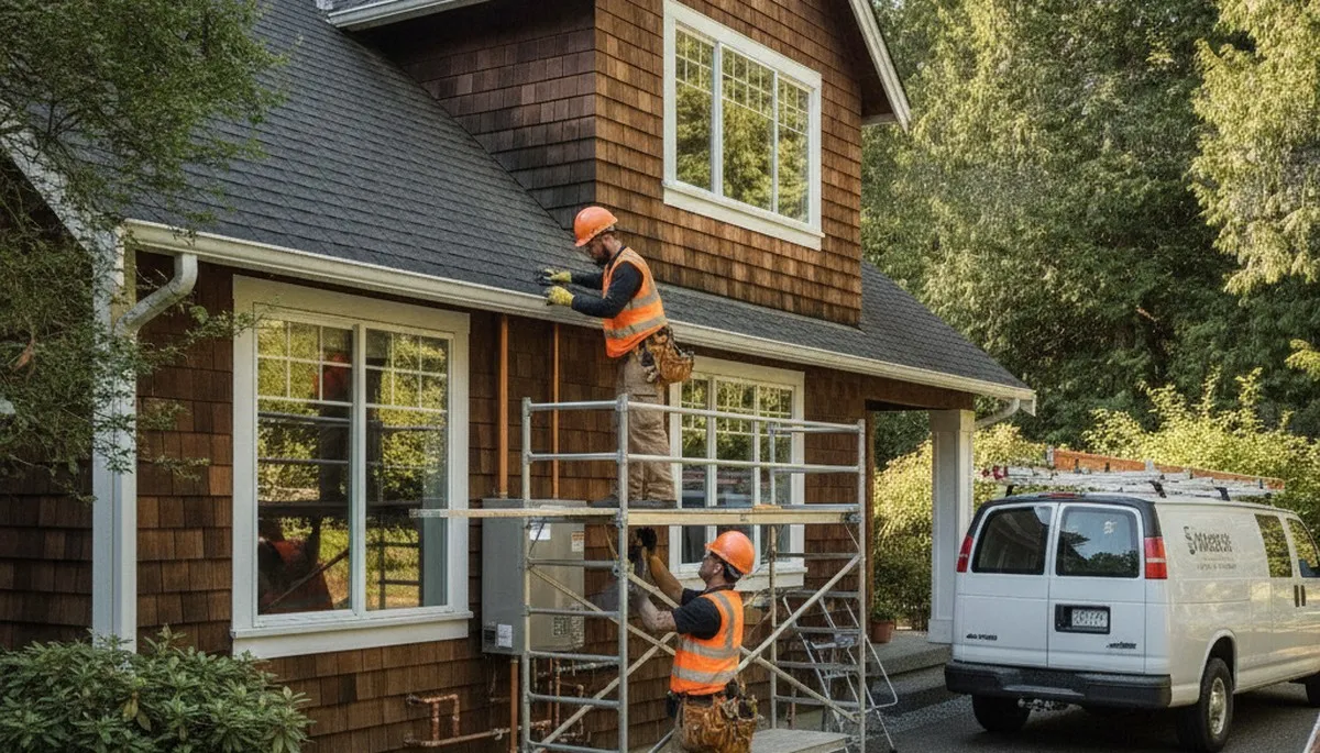Redmond, WA plumber repairing a residential plumbing fixture for leak service