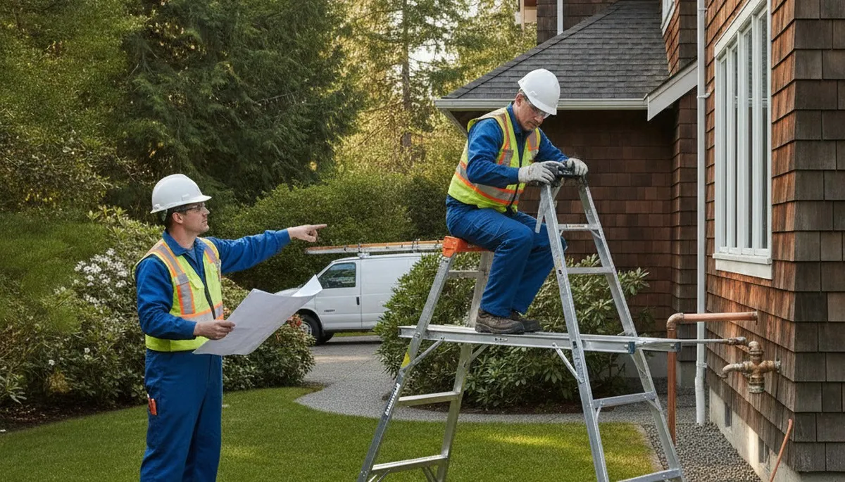 Plumber repairing pipe in Redmond, WA for residential plumbing service