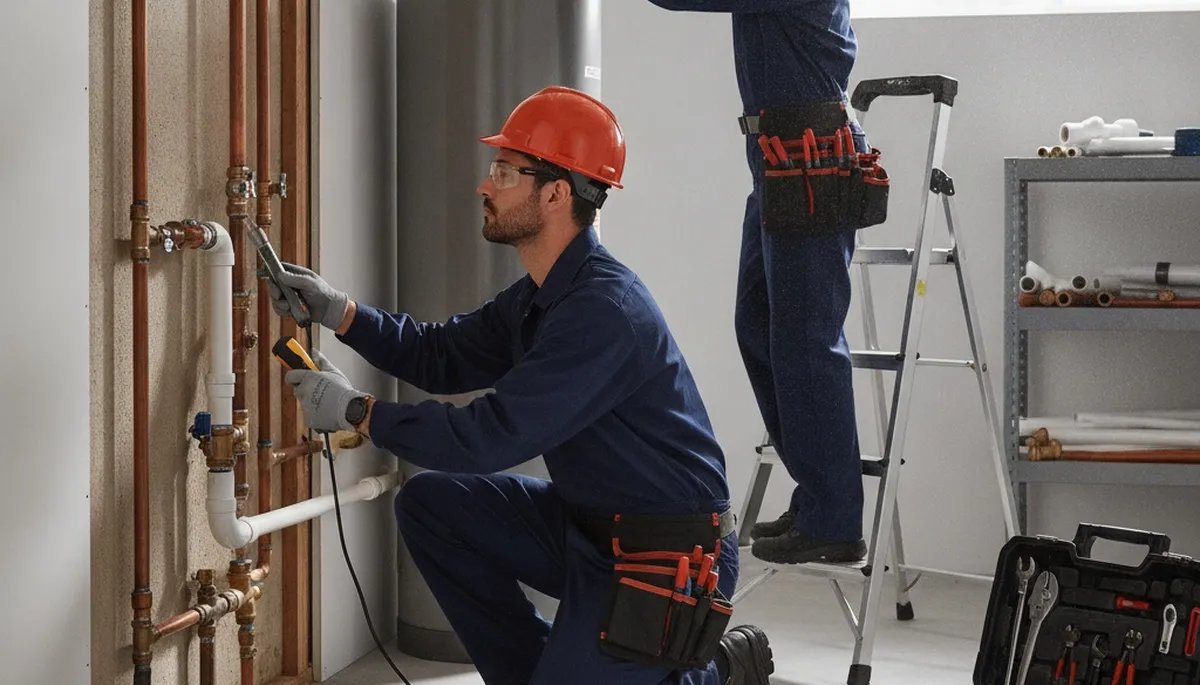 Redmond, WA plumber repairing a leaking pipe in a home for fast plumbing repair service