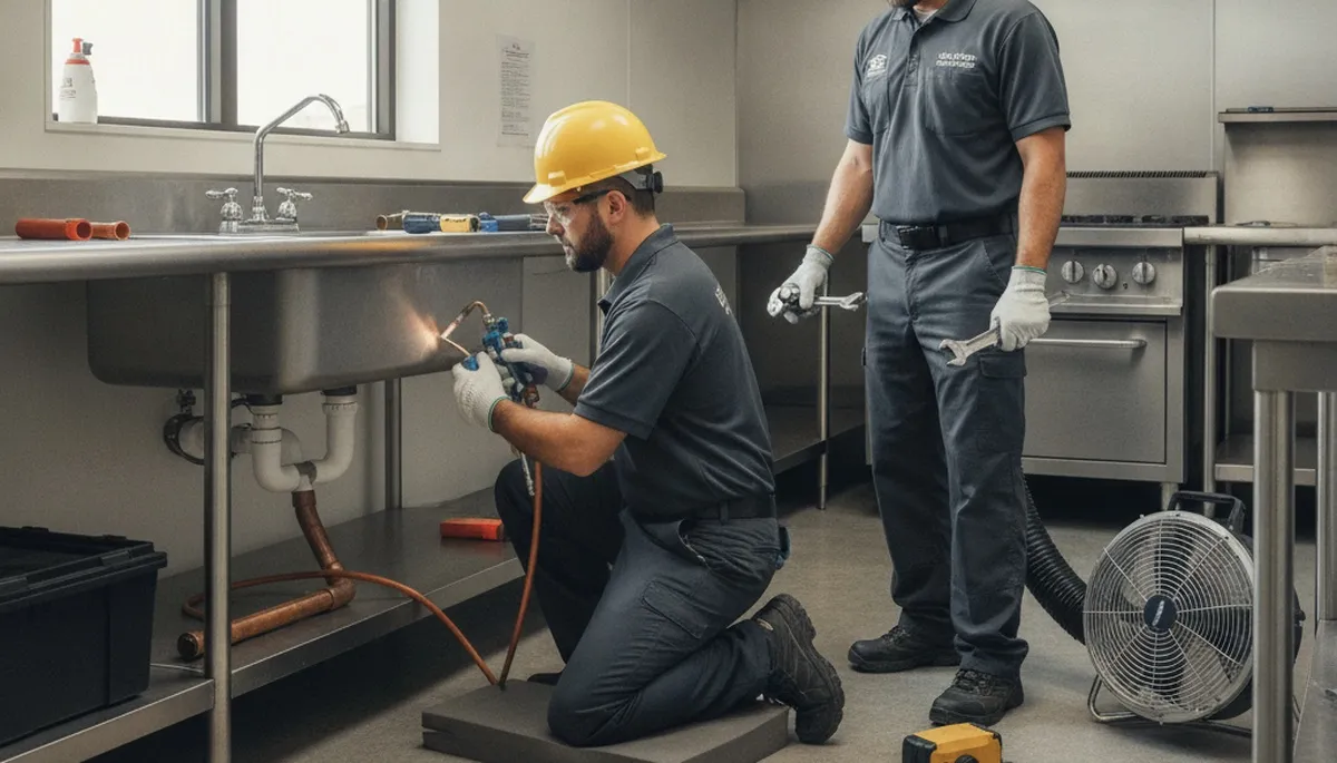 Redmond, WA plumber repairing a residential pipe for fast plumbing repair service