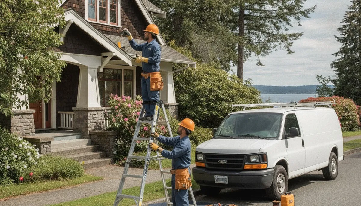 Plumber repairing plumbing in Redmond, WA for residential service call