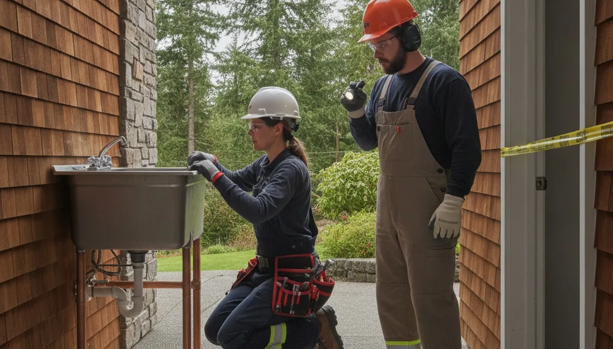 Plumber repairing plumbing in Redmond, WA for a local plumbing service