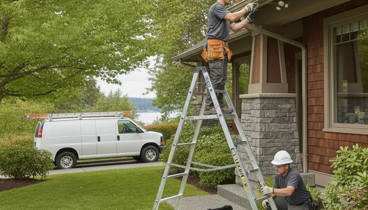Redmond, WA plumber repairing plumbing for a local home service call