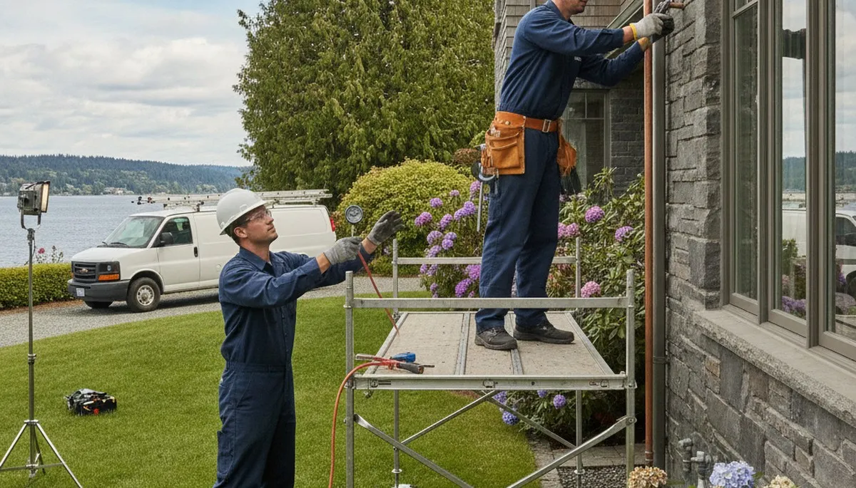Plumber repairing sink in Redmond, WA for residential plumbing service