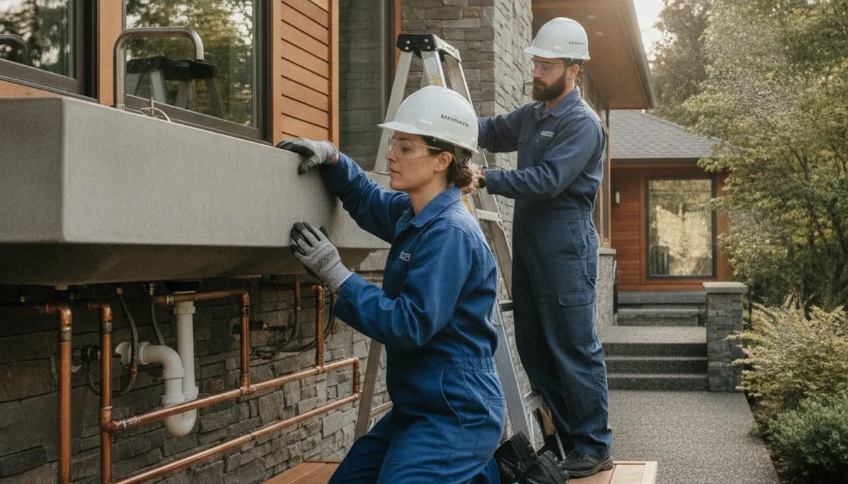 Plumber repairing a leak in Redmond, WA for local plumbing service