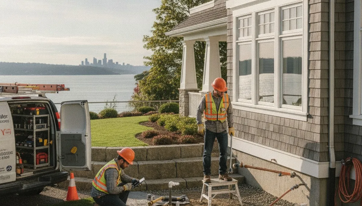 Plumber repairing pipe in Redmond, WA for reliable plumbing service