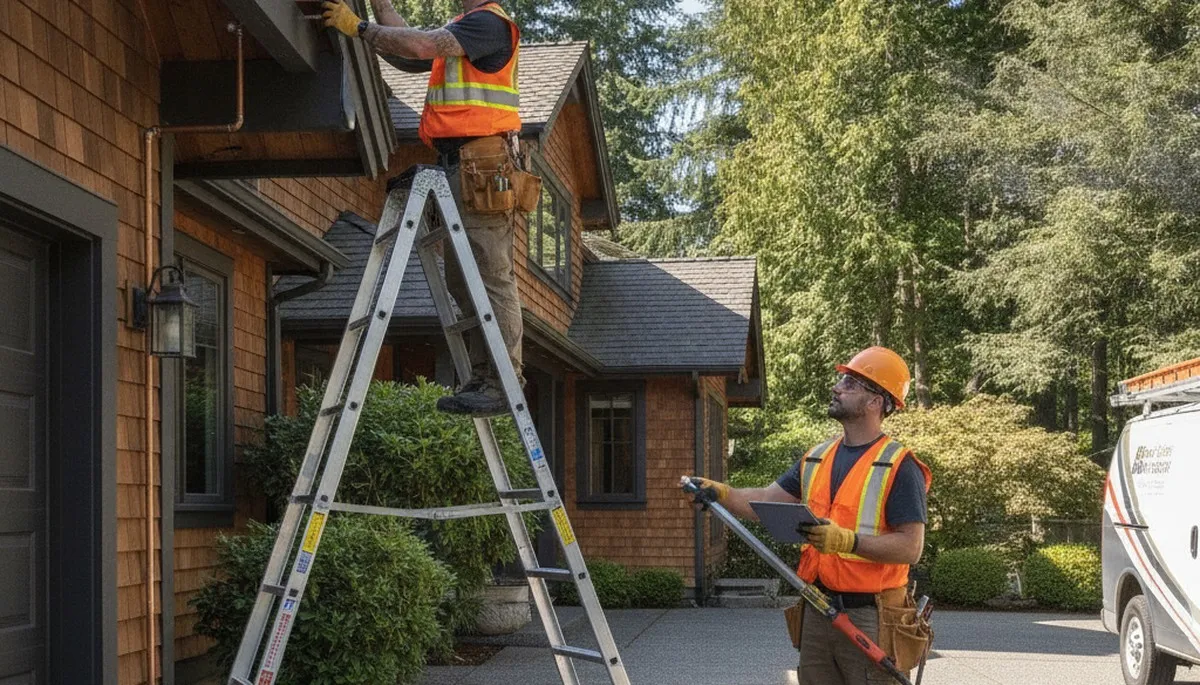 Plumber repairing plumbing in Redmond, WA for a local residential service call