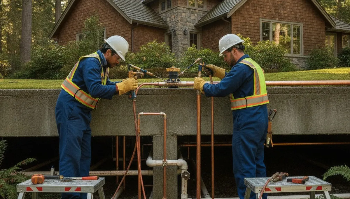 Redmond, WA plumbing repair technician fixing a residential pipe leak