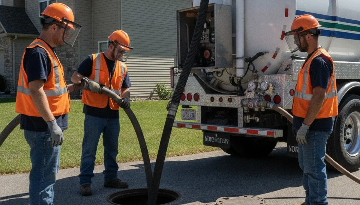 Septic pumping service truck in Redmond, WA for on-call plumbing repair homes