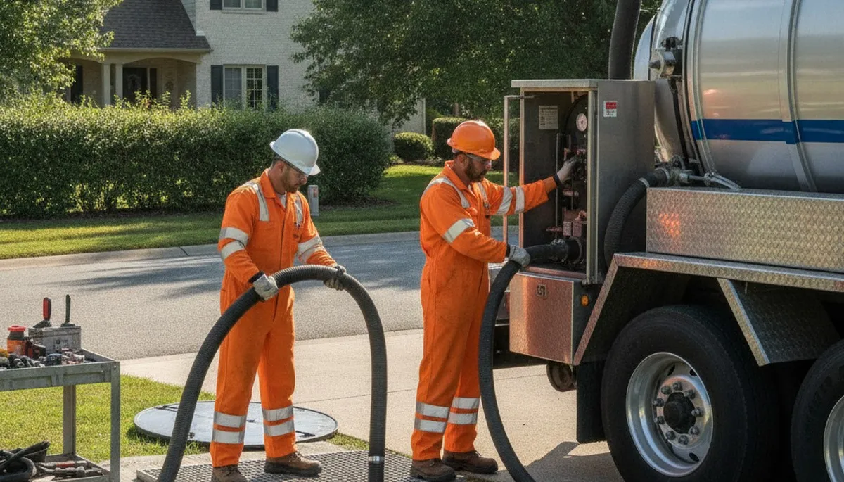 Septic pumping service truck for Redmond, WA homes by On Call Plumbers