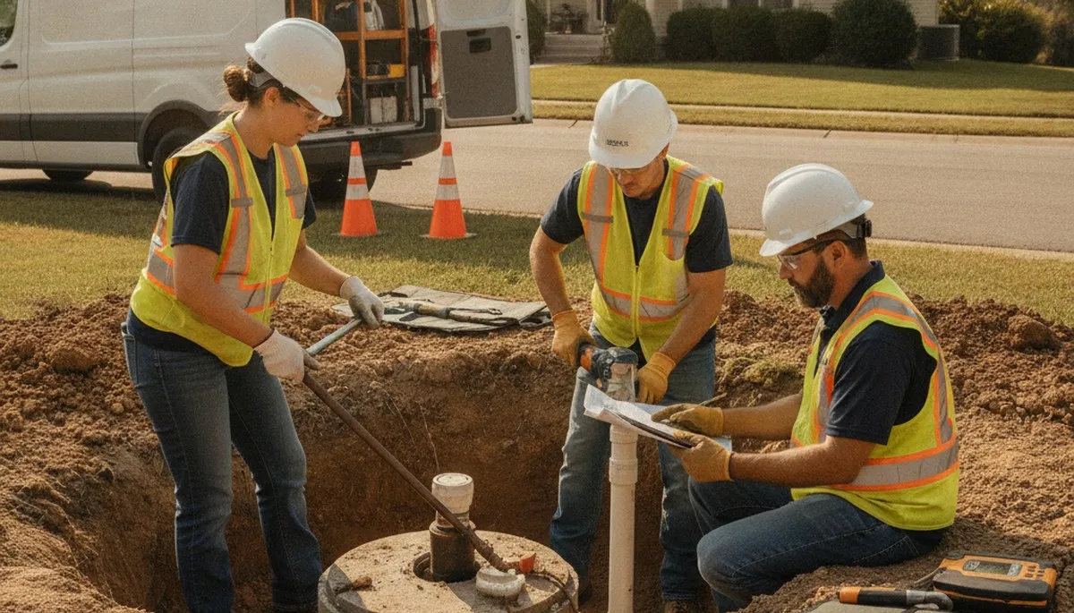 Septic repair plumber servicing Redmond, WA home for drainage and system inspection