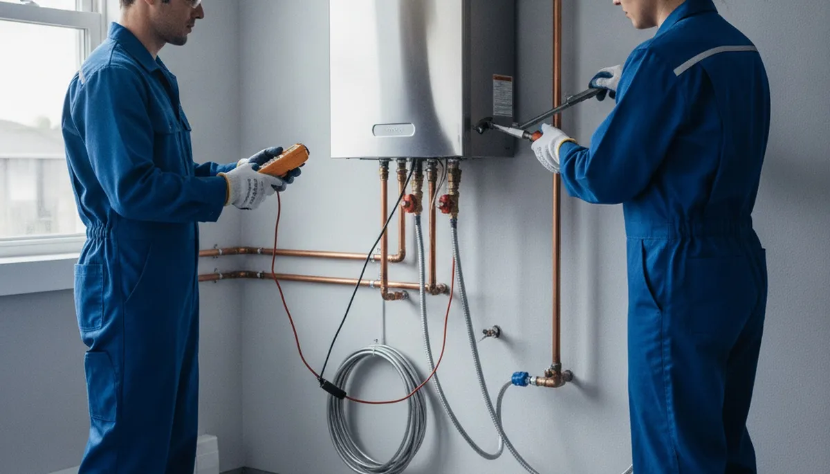 Tankless water heater service in Redmond, WA by On Call Plumbers for residential plumbing repair